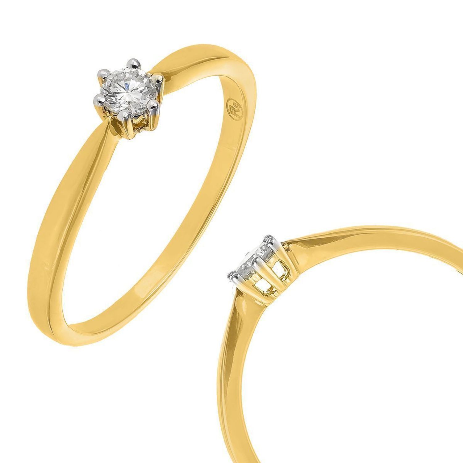 Pierścionek złoty DIAMENT żółte złoto, diament, klasyczny, zwężany A122.jpg